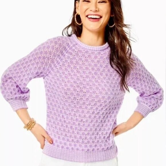 Lilly Pulitzer Sweaters - Lilly Pulitzer Women's Purple Corabelle Balloon Sleeve Sweater - Size‎ M Medium